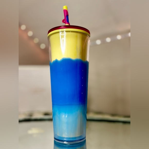 Starbucks Spring 2023 Citrus Color Change Swirl Straw Topper Plastic Tumbler NWT - Picture 2 of 4